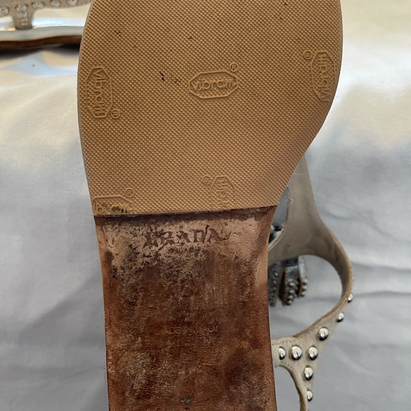 Prada Silver Studded Tassel Sandals - Picture 5 of 5